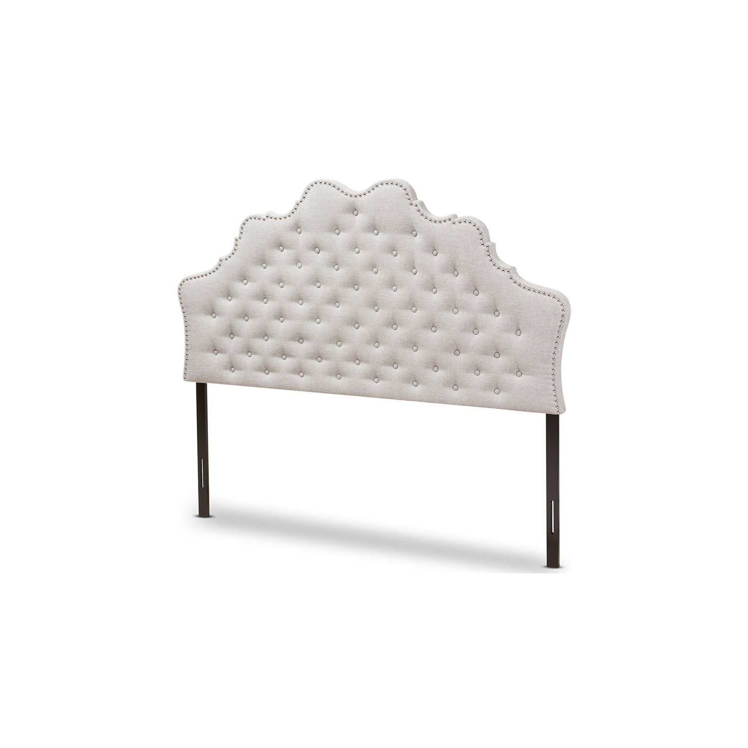 Bowery Hill Modern Tufted Queen Panel Headboard in Grayish Beige