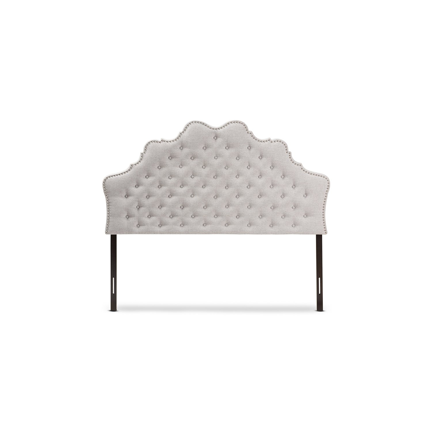 Bowery Hill Modern Tufted Queen Panel Headboard in Grayish Beige