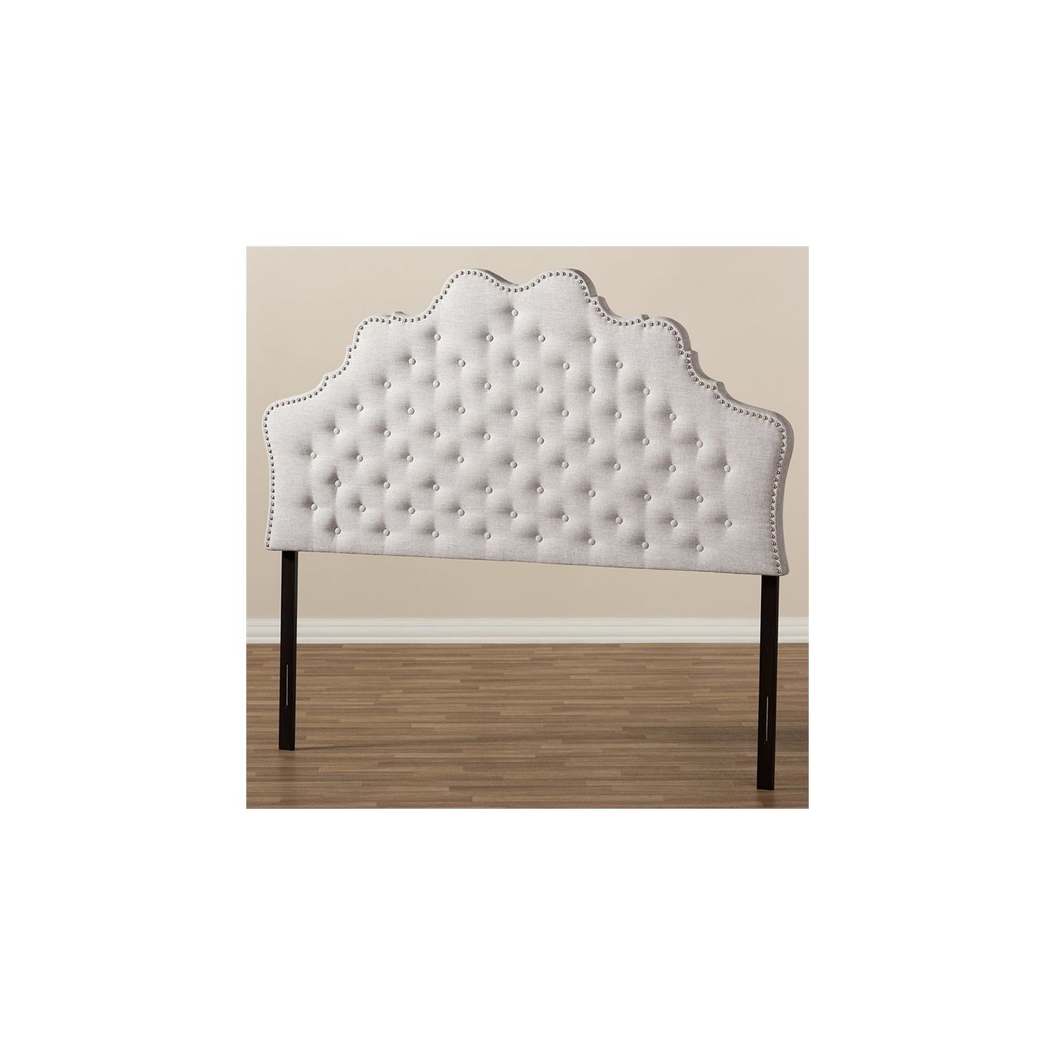 Bowery Hill Modern Tufted Queen Panel Headboard in Grayish Beige