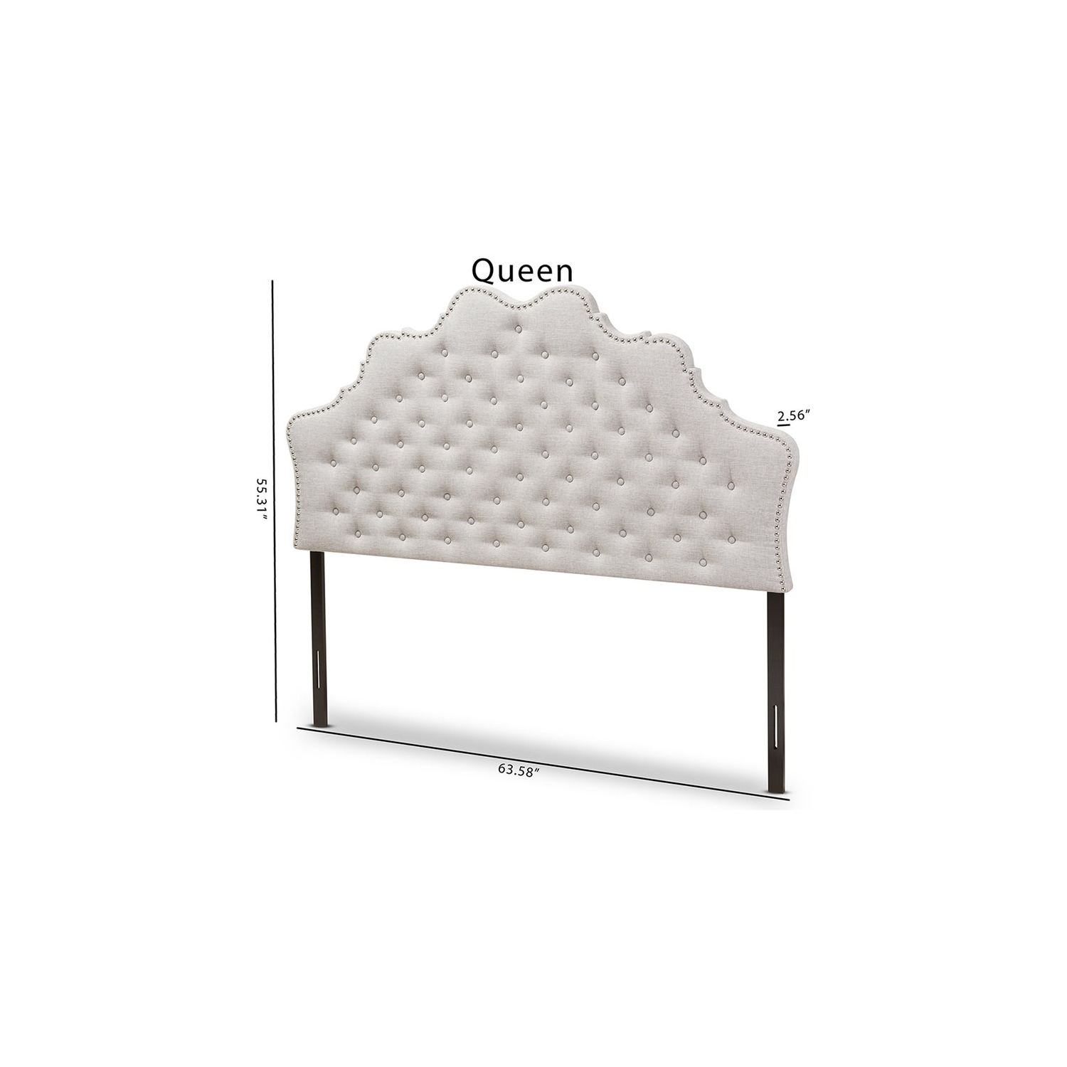 Bowery Hill Modern Tufted Queen Panel Headboard in Grayish Beige