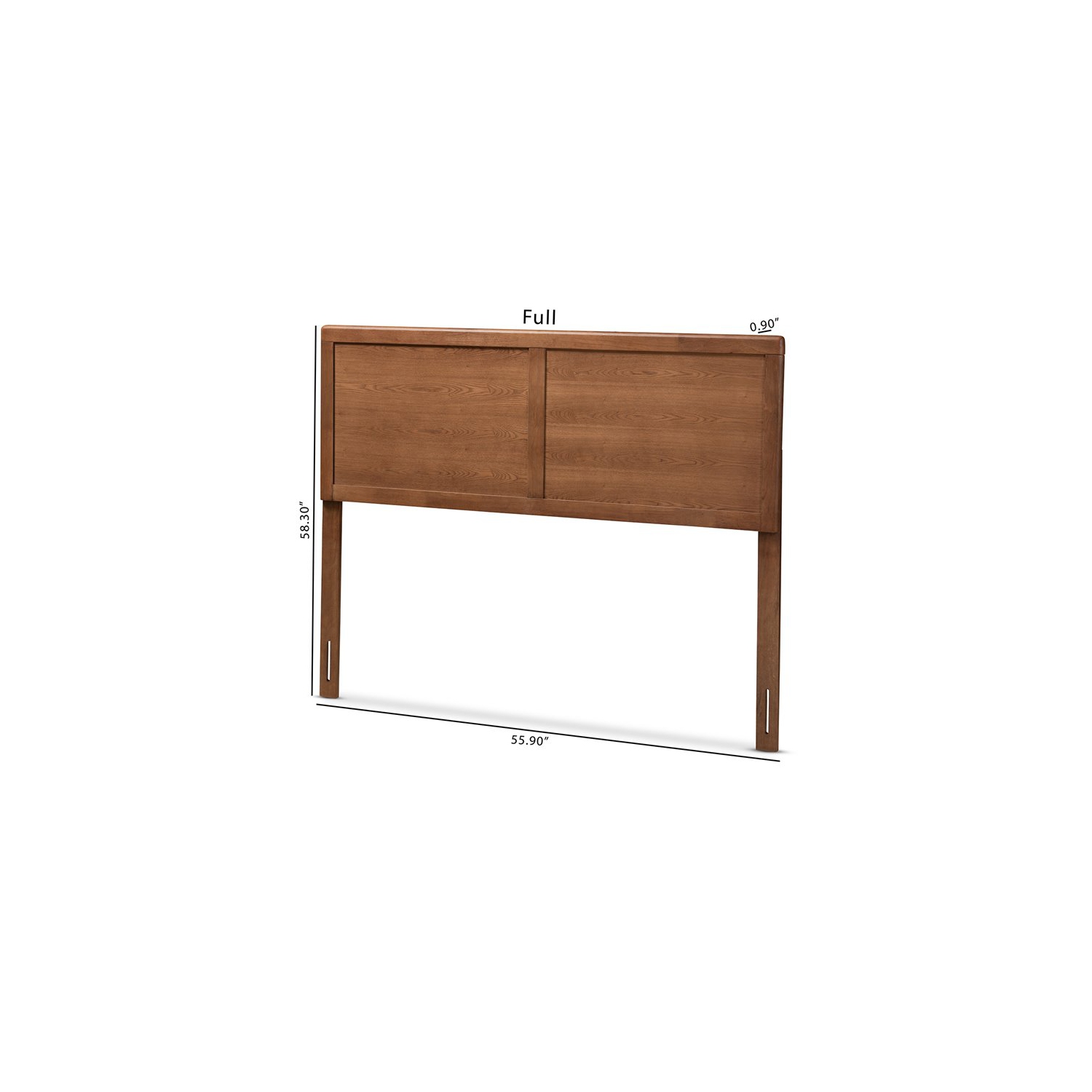 Bowery Hill Mid-Century Wood Queen Headboard in Walnut Brown