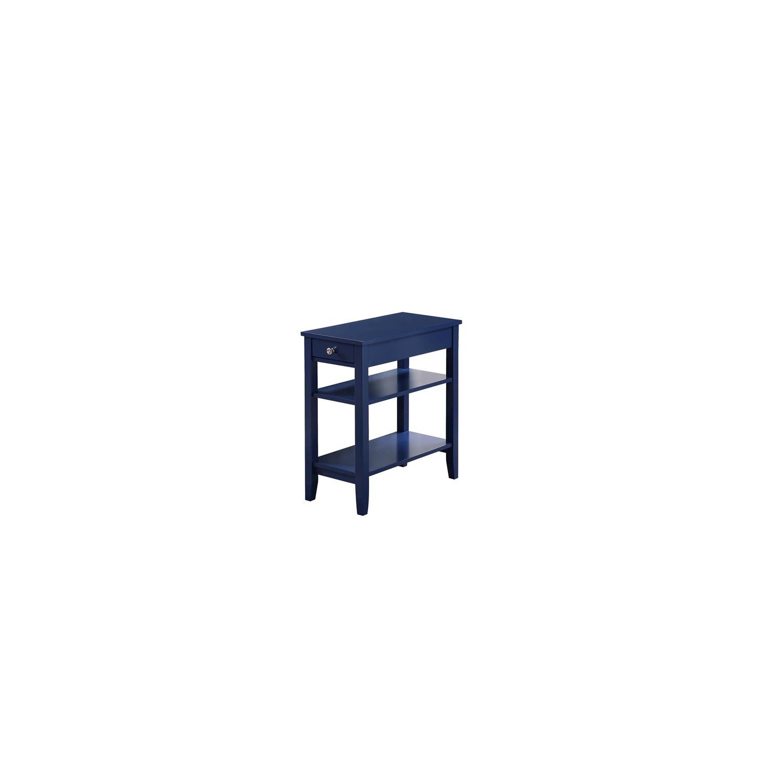 American Heritage Three-Tier End Table With Drawer in Blue Wood Finish