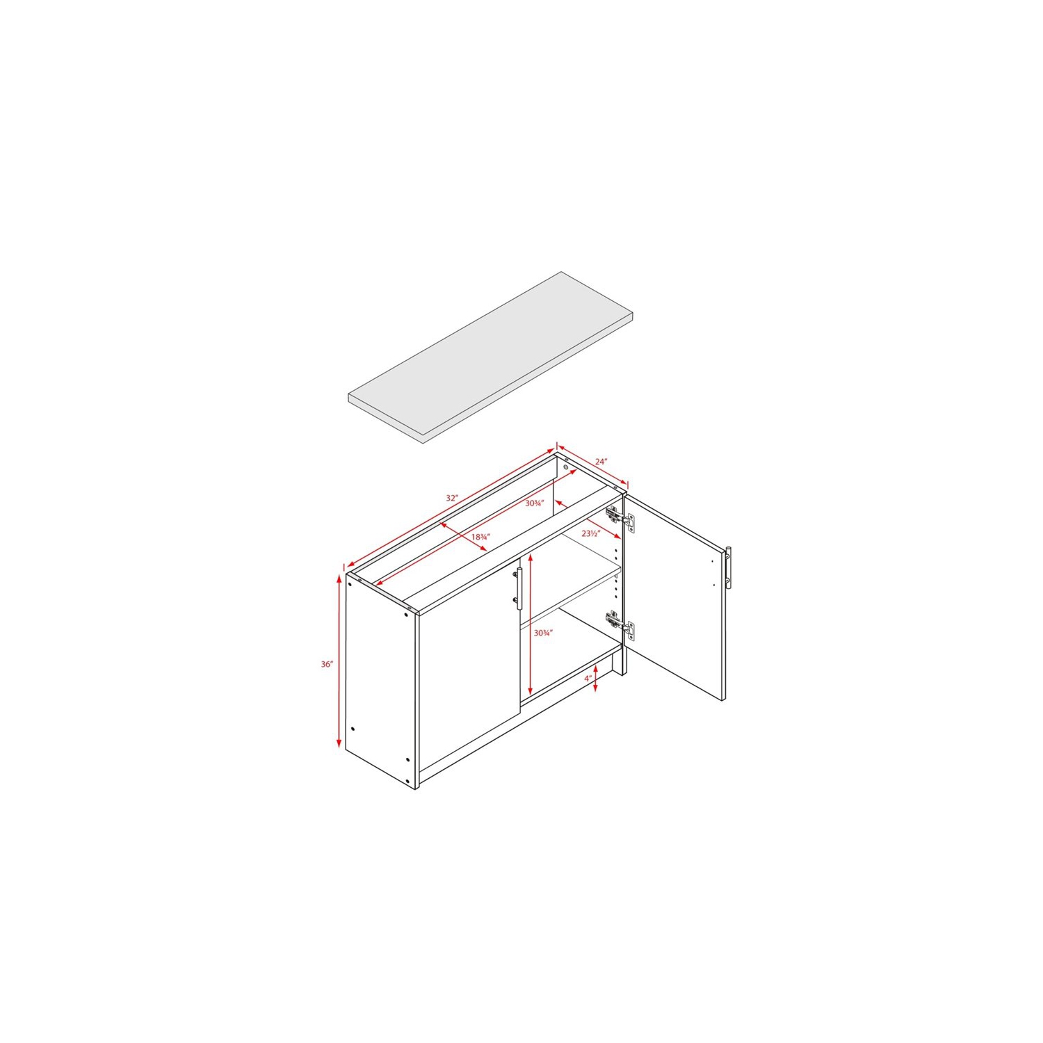 Armoire de rangement contemporaine avec base en bois Wright Home, blanc