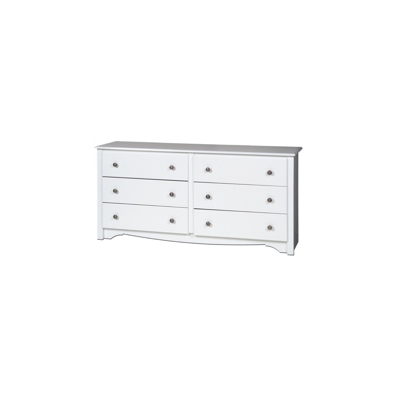 Wright Home Traditional Wood 6 Drawer Dresser in White