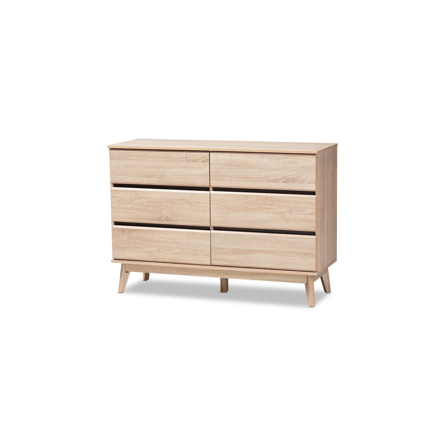 Bowery Hill 6 Drawer Modern Dresser in Light Oak and Dark Grey