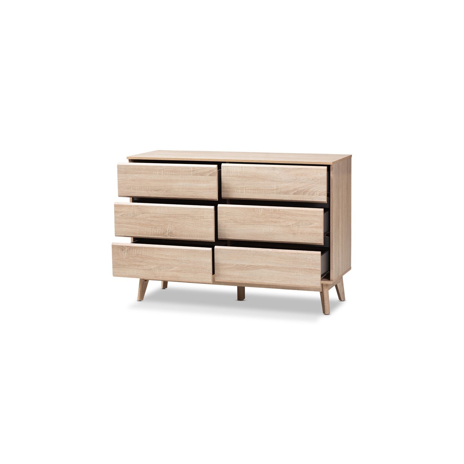 Bowery Hill 6 Drawer Modern Dresser in Light Oak and Dark Grey