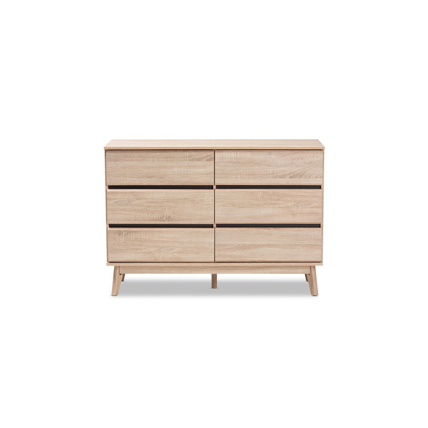 Bowery Hill 6 Drawer Modern Dresser in Light Oak and Dark Grey