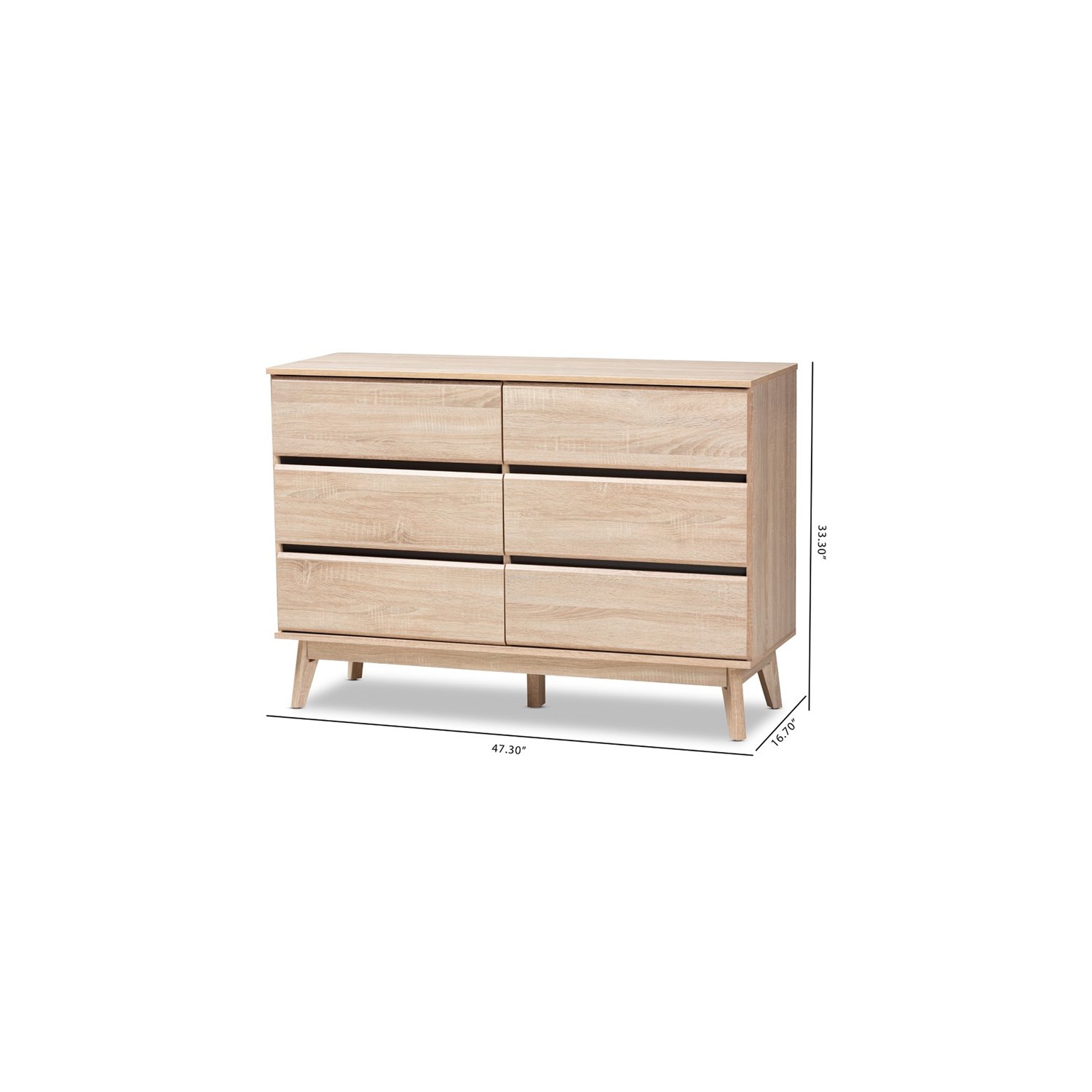 Bowery Hill 6 Drawer Modern Dresser in Light Oak and Dark Grey