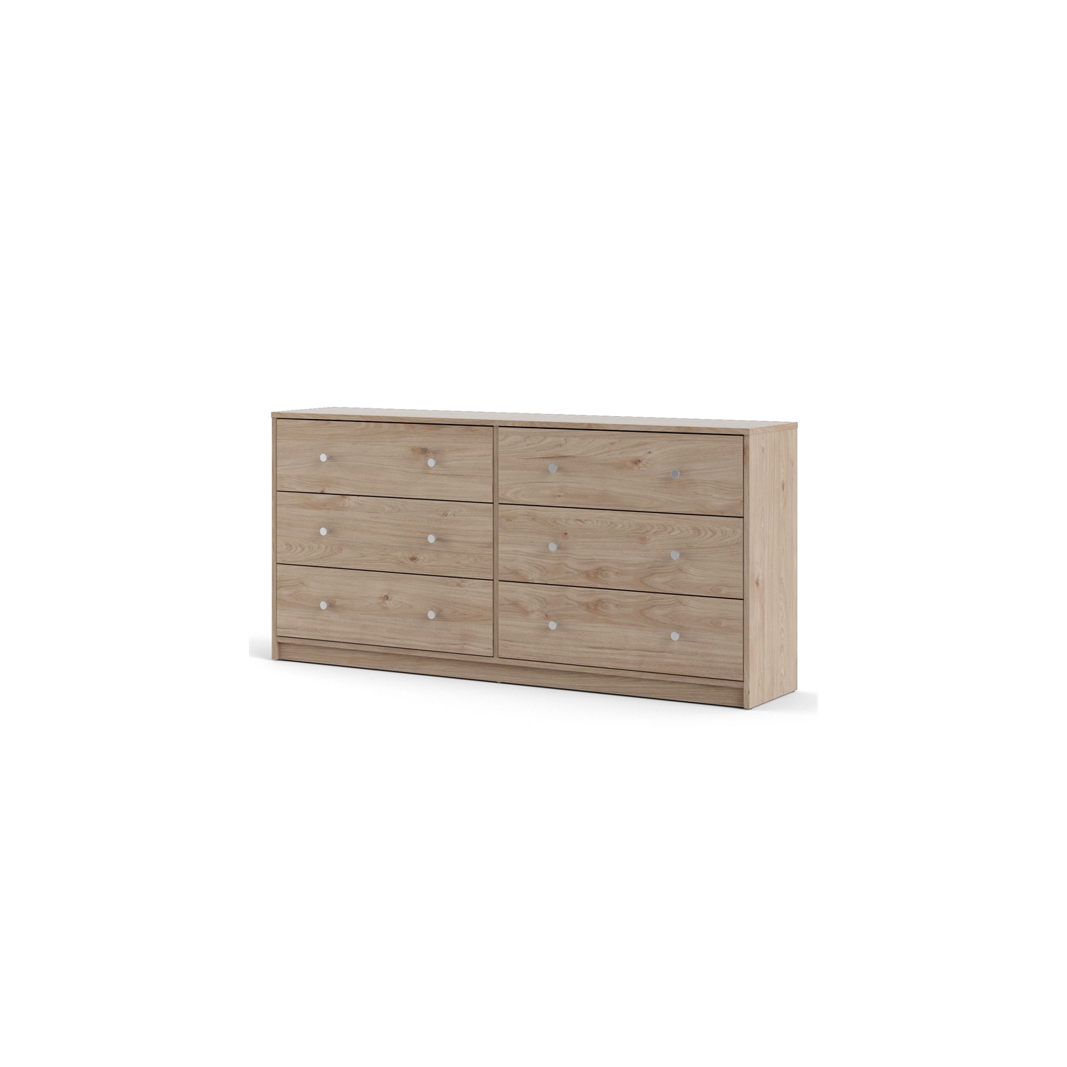 Pemberly Row Engineered Wood Brown Contemporary 6 Drawer Double Dresser