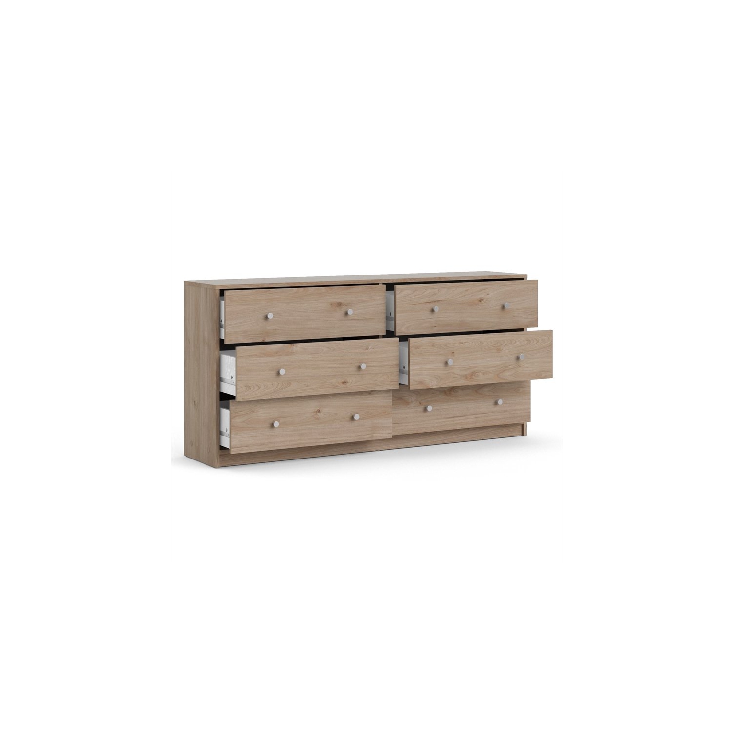 Pemberly Row Engineered Wood Brown Contemporary 6 Drawer Double Dresser