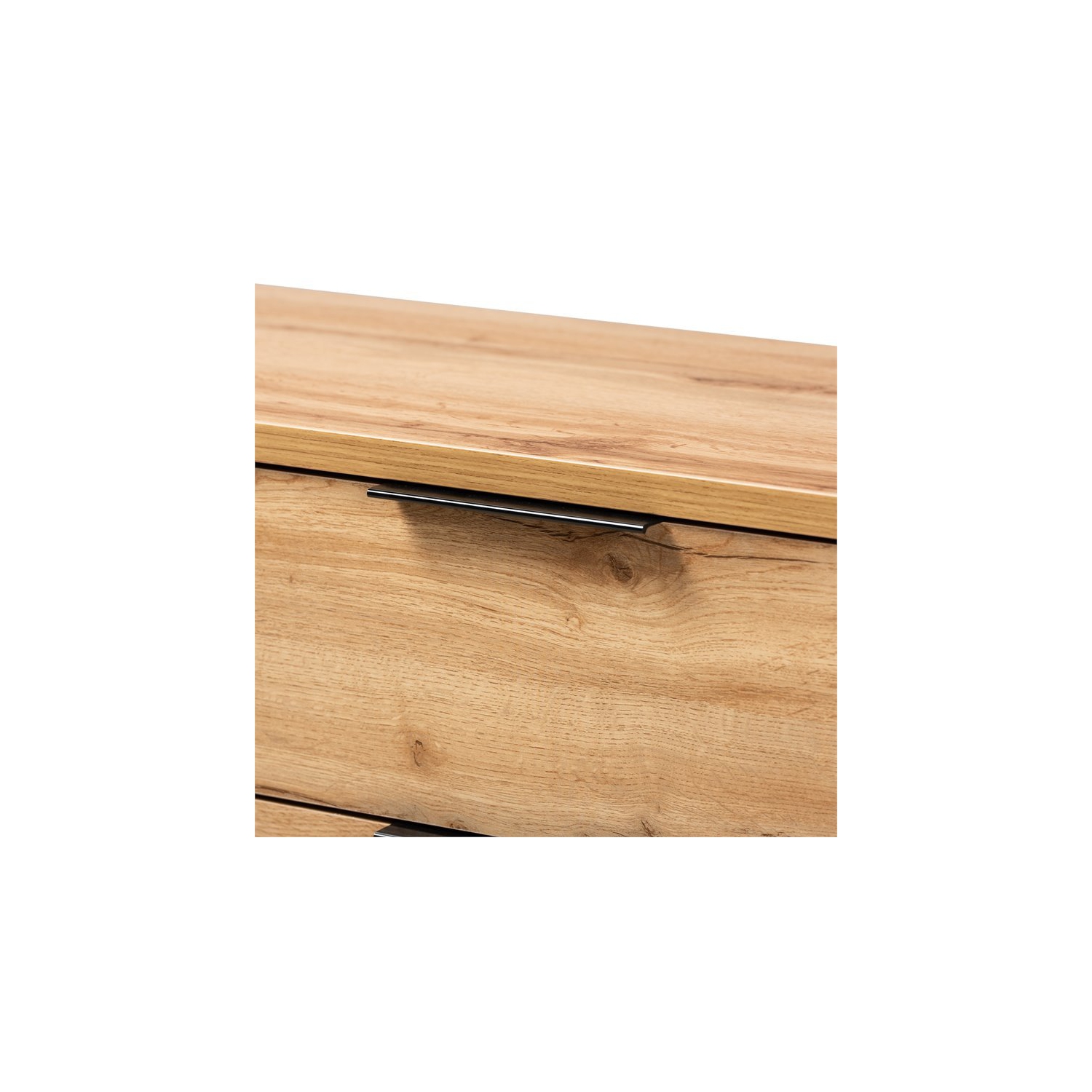 Bowery Hill Industrial Oak Finished Wood Black Metal 4-Drawer Dresser