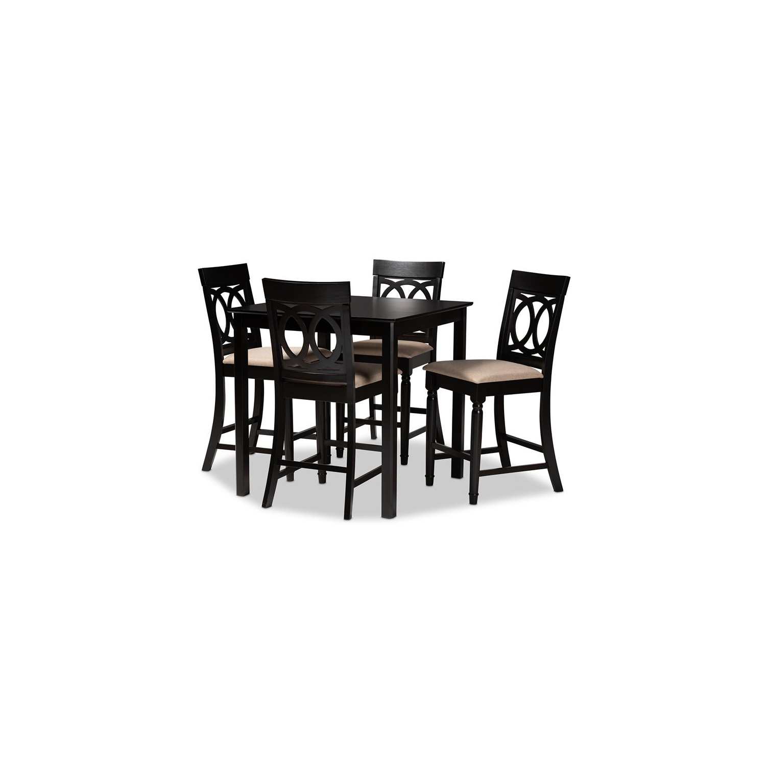 Bowery Hill Sand Upholstered Espresso Wood 5-piece Pub Set