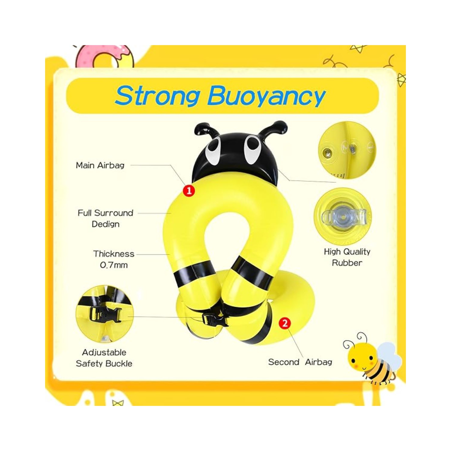 Veste de piscine gonflable de 16 po Honey Bee - 2-6 ans