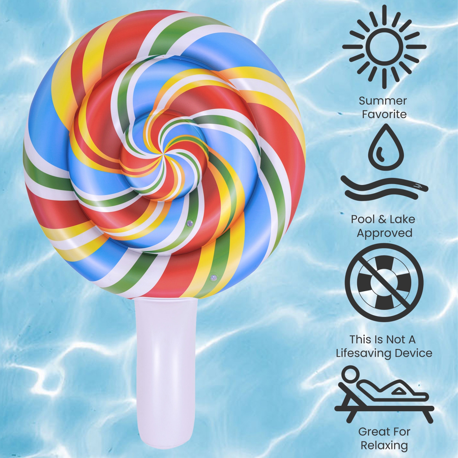 70" Multi-Color Jumbo Lollipop Pool Float