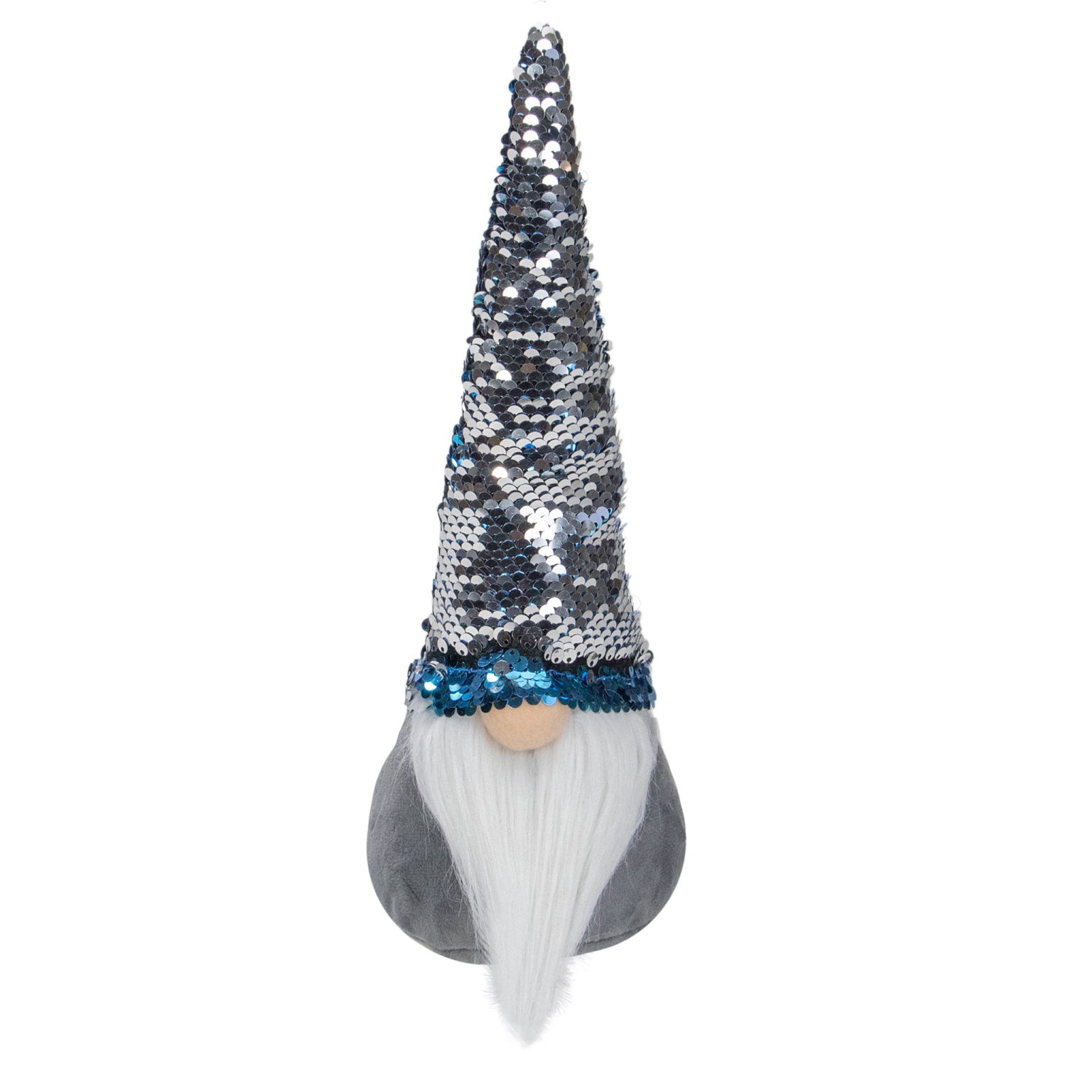 12" Gnome with Blue and Silver Flip Sequin Hat Christmas Decoration