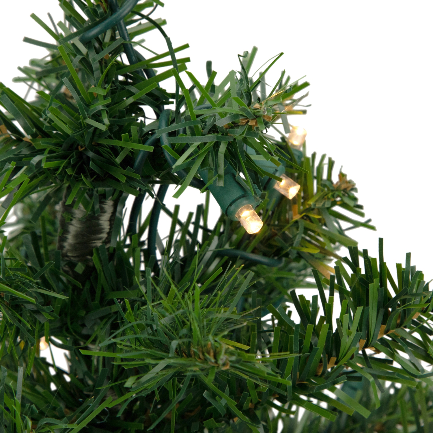 18" Pre-Lit Two-Tone Green Pine Artificial Christmas Tree in Burlap, Clear LED Lights
