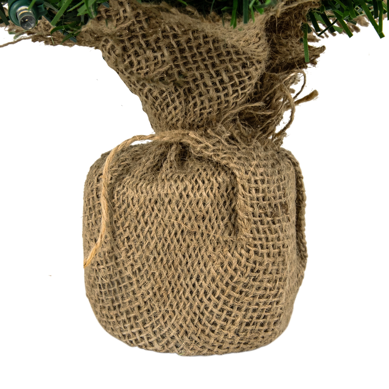 18" Pre-Lit Two-Tone Green Pine Artificial Christmas Tree in Burlap, Clear LED Lights