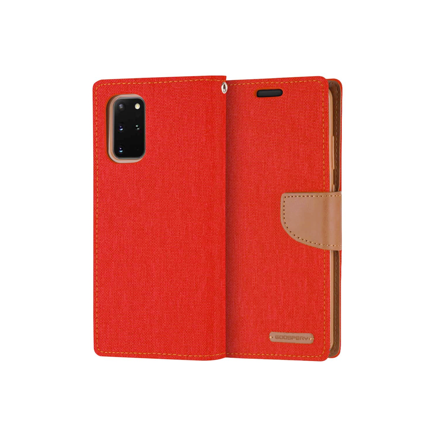 TopSave Goospery CANVAS Card Holder Tissu Folio Wallet Flip Case pour Samsung Galaxy A33 5G, Rouge