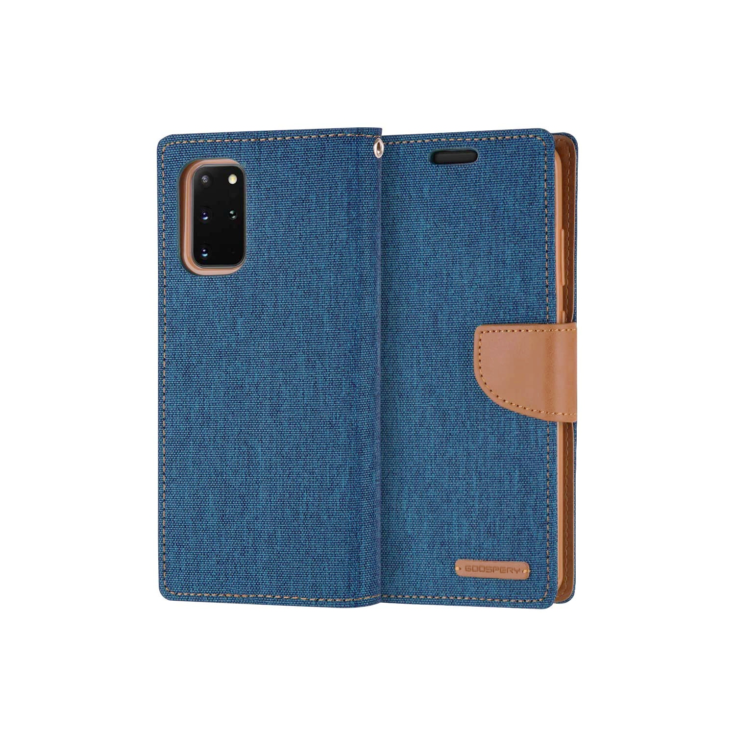 TopSave Goospery CANVAS Card Slot w/Magnetic Clip Denim Cloth Folio Wallet Flip Samsung Galaxy A33 5G, Blue
