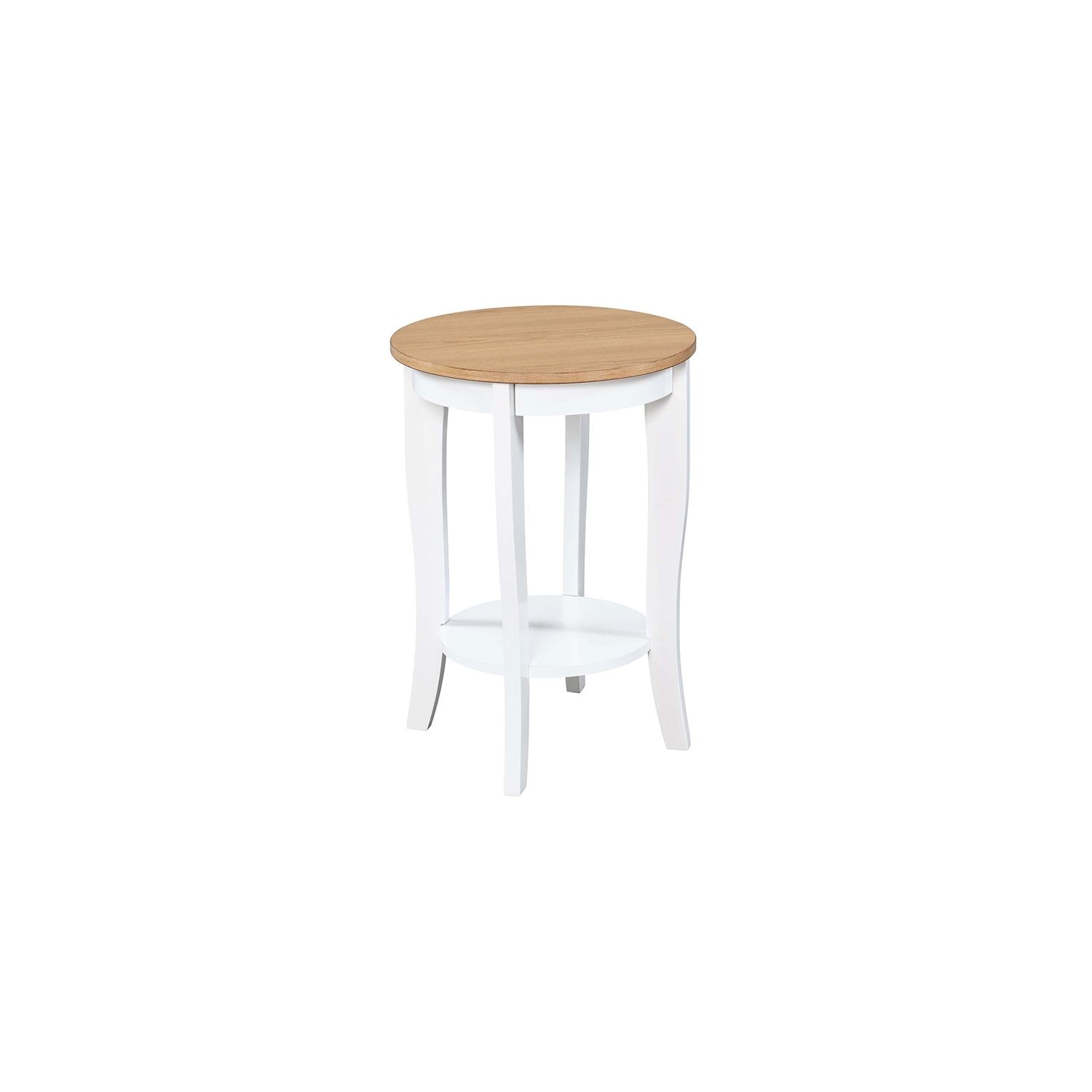 Pemberly Row Round End Table in White and Natural Wood