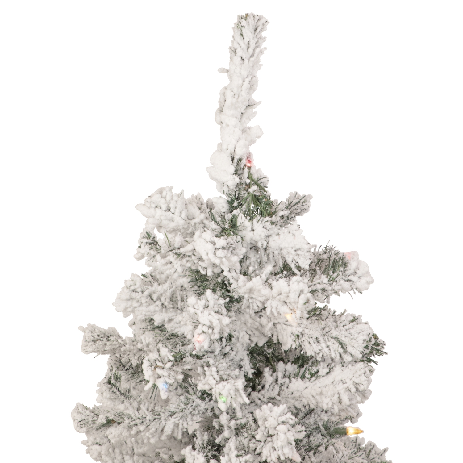 4.5' Pre-Lit Medium Heavily Flocked Pine Artificial Christmas Tree, Multicolor Lights