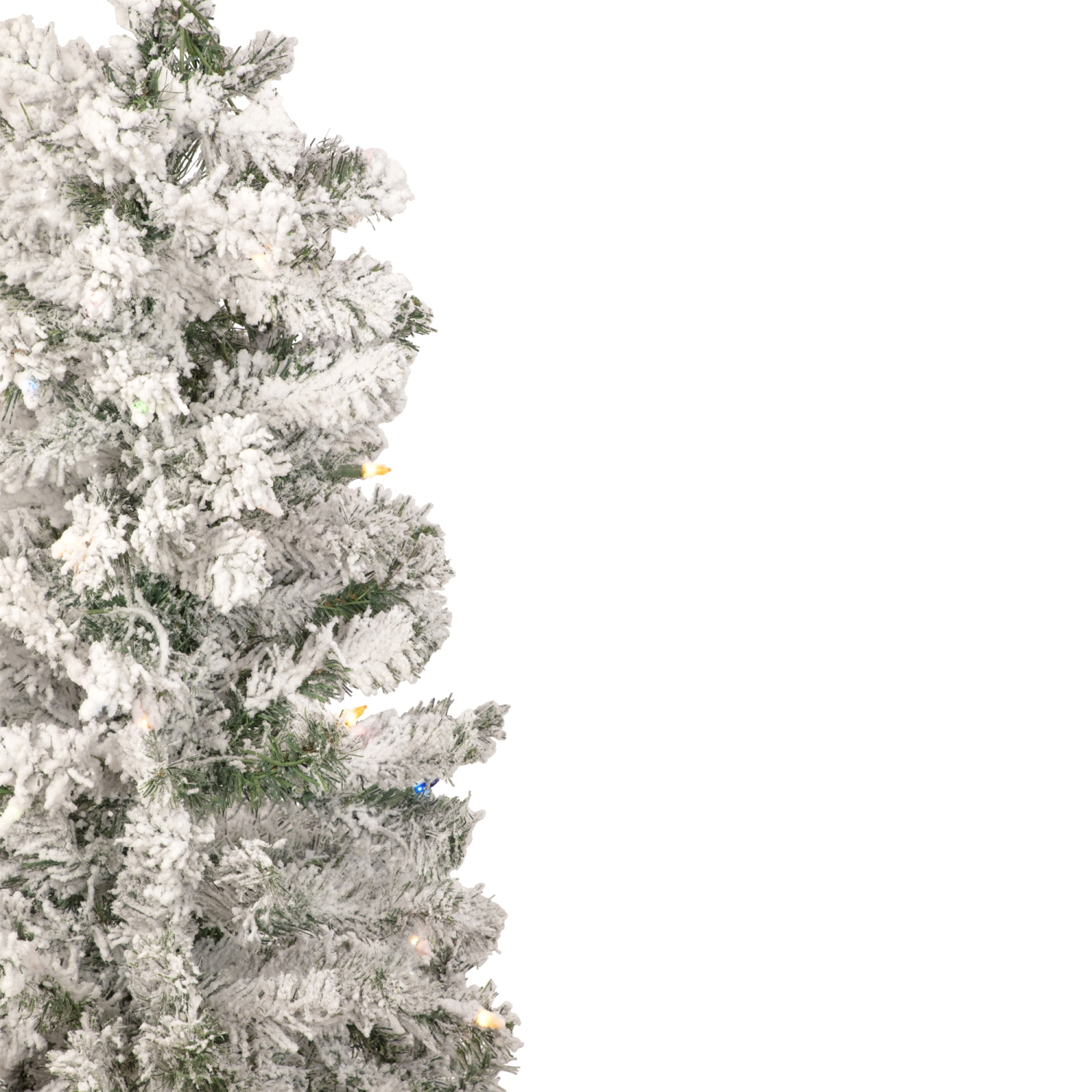 4.5' Pre-Lit Medium Heavily Flocked Pine Artificial Christmas Tree, Multicolor Lights