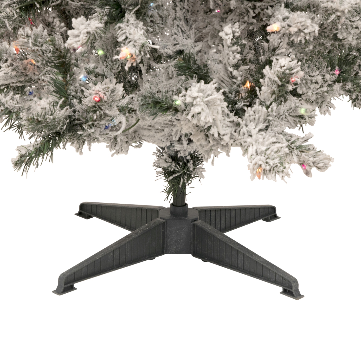 4.5' Pre-Lit Medium Heavily Flocked Pine Artificial Christmas Tree, Multicolor Lights