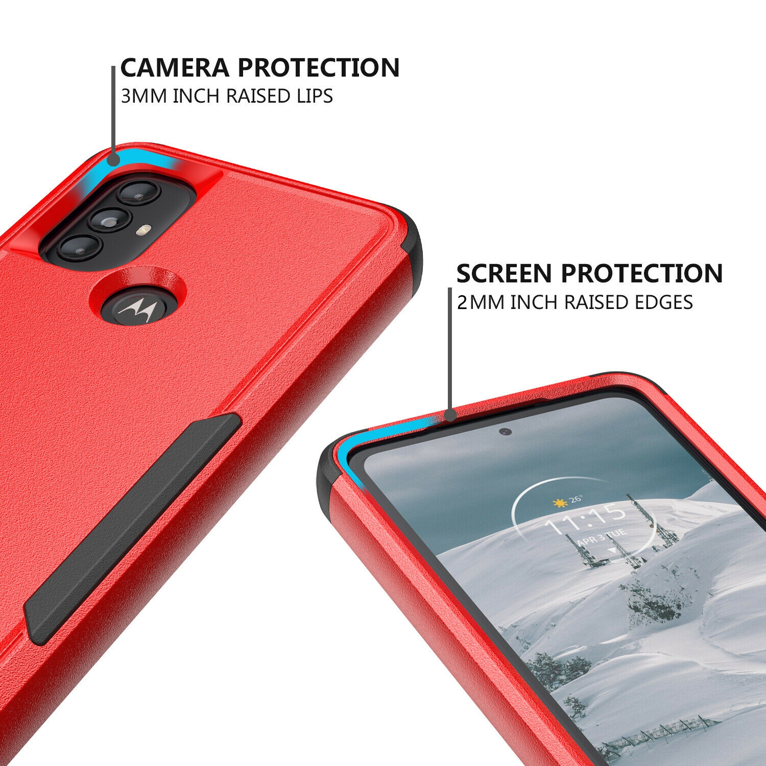 【CSmart】 Étui rigide anti-chute triple 3 couches antichoc robuste Defender pour Motorola Moto G Power 2022 / G Play 2023, rouge