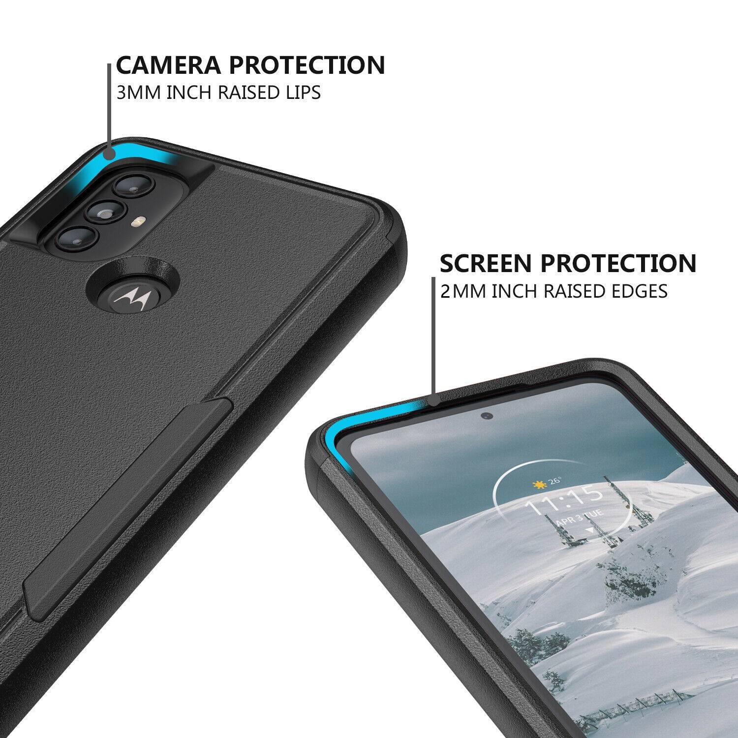 【CSmart】 Étui rigide anti-chute triple 3 couches antichoc robuste Defender pour Motorola Moto G Power 2022 / G Play 2023, Le noir