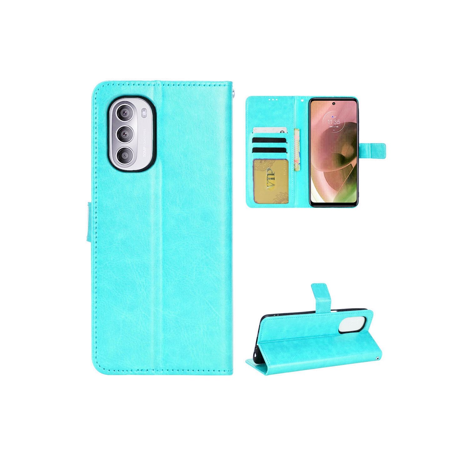 [CS] Motorola Moto G Stylus 5G 2022 Case, Magnetic Leather Folio Wallet Flip Case Cover with Card Slot, Teal