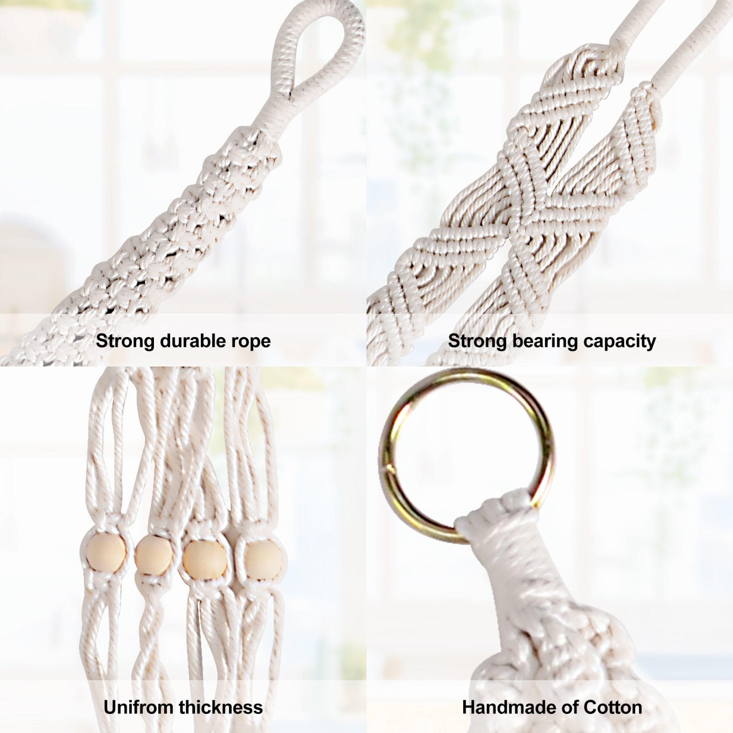 Yardlab Set of 5 Indoor Hanging Planter Flower Pot with Macrame Plant Hangers For home, bedroom, balcony or patio