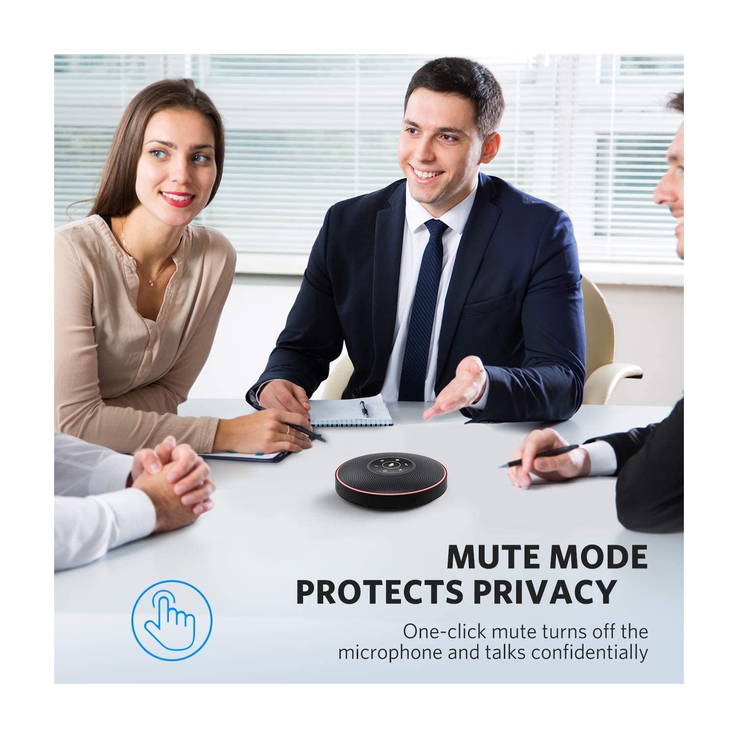 EMEET M2 Black Conference Speaker for 5-8 People Business Conference 360º Voice Pickup 4 AI Microphone Self-Adaptive Conference Call Speaker Skype