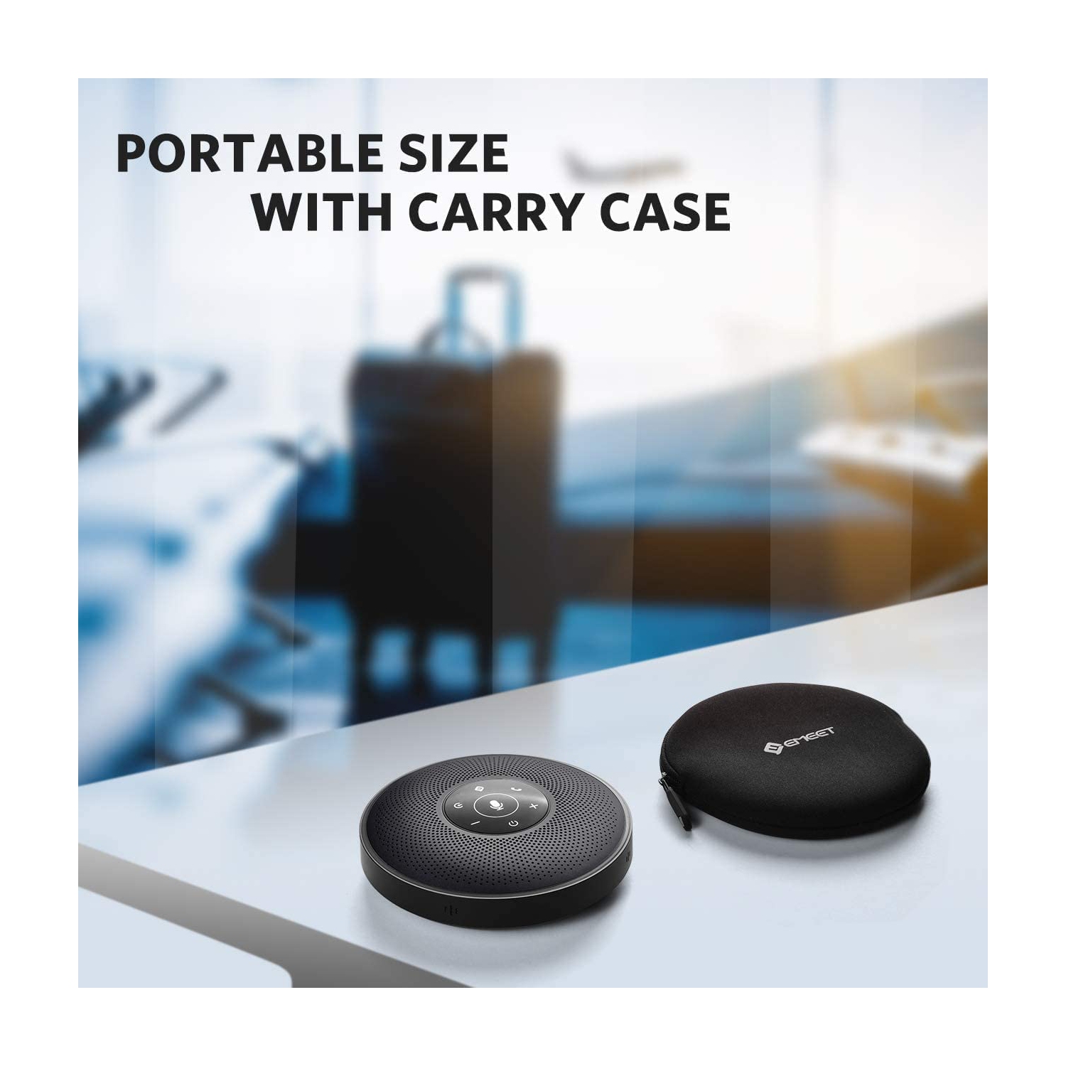 EMEET M2 Black Conference Speaker for 5-8 People Business Conference 360º Voice Pickup 4 AI Microphone Self-Adaptive Conference Call Speaker Skype