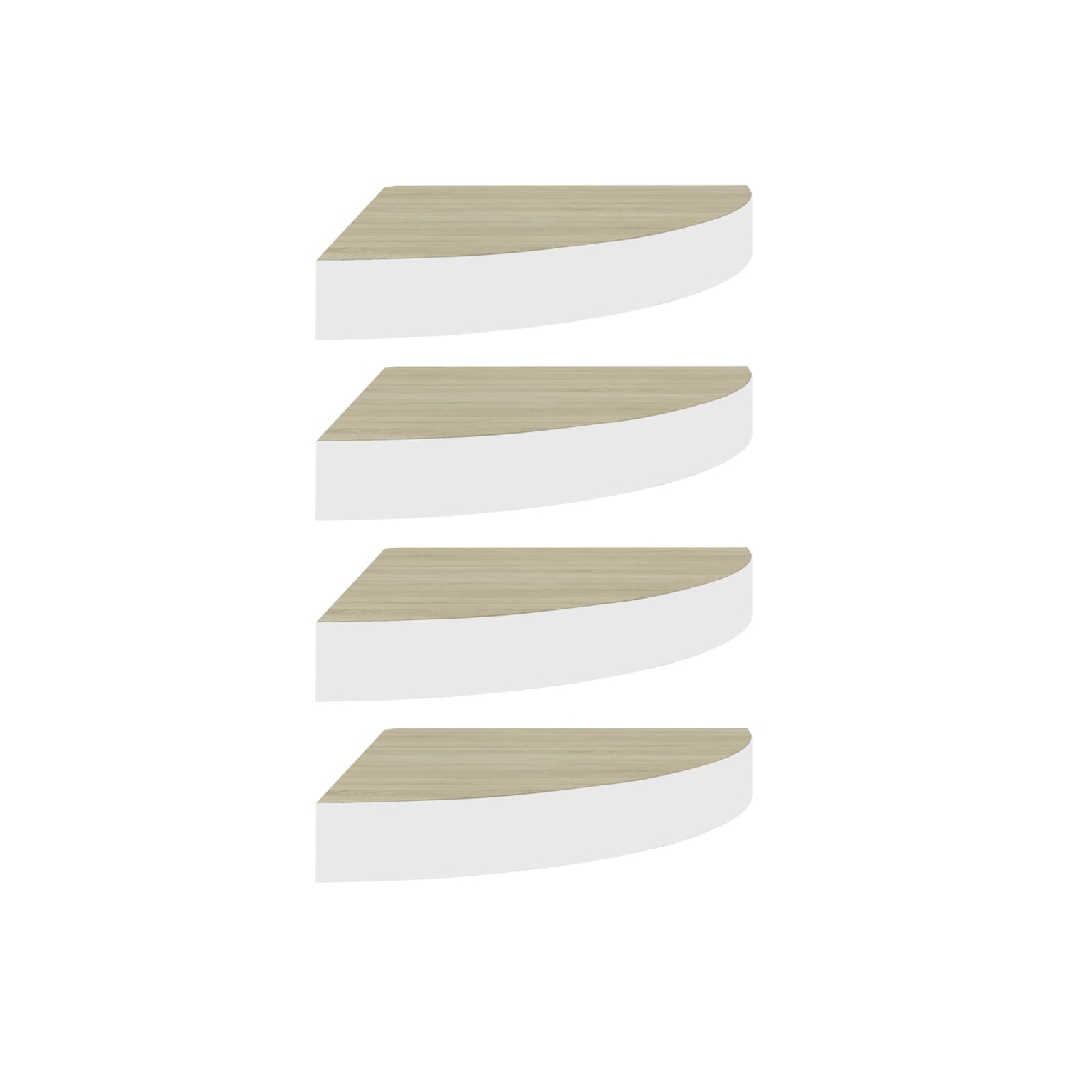 vidaXL Wall Corner Shelves 4 pcs Oak and White 9.8"x9.8"x1.4" MDF