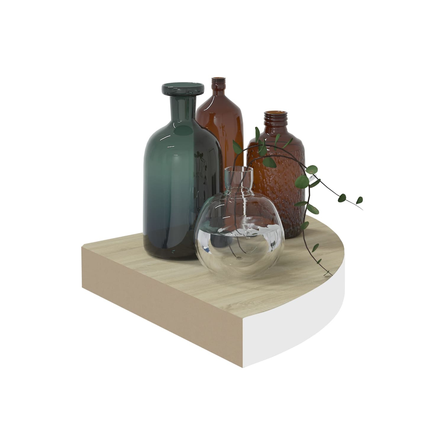 vidaXL Wall Corner Shelves 4 pcs Oak and White 9.8"x9.8"x1.4" MDF