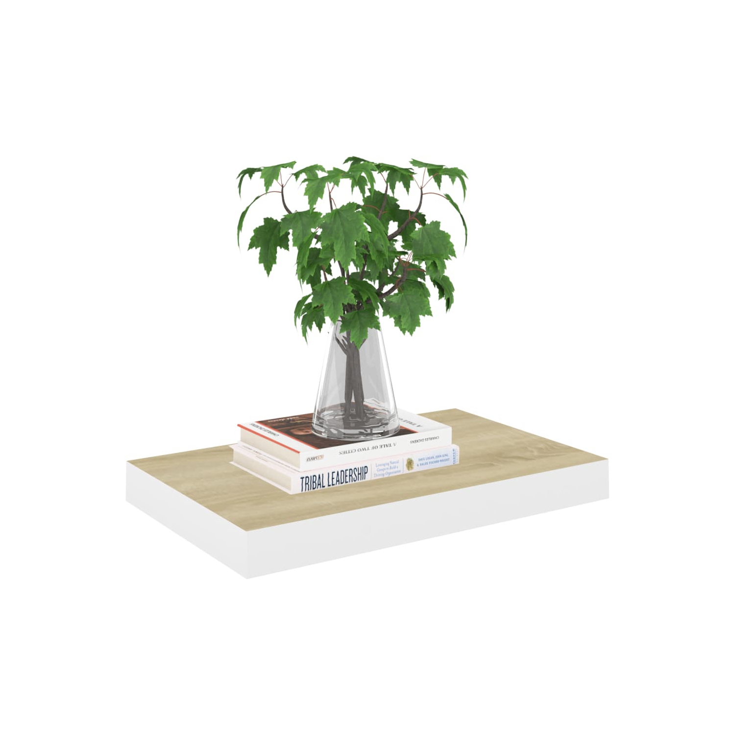 vidaXL Floating Wall Shelf Oak and White 15.7"x9.1"x1.5" MDF