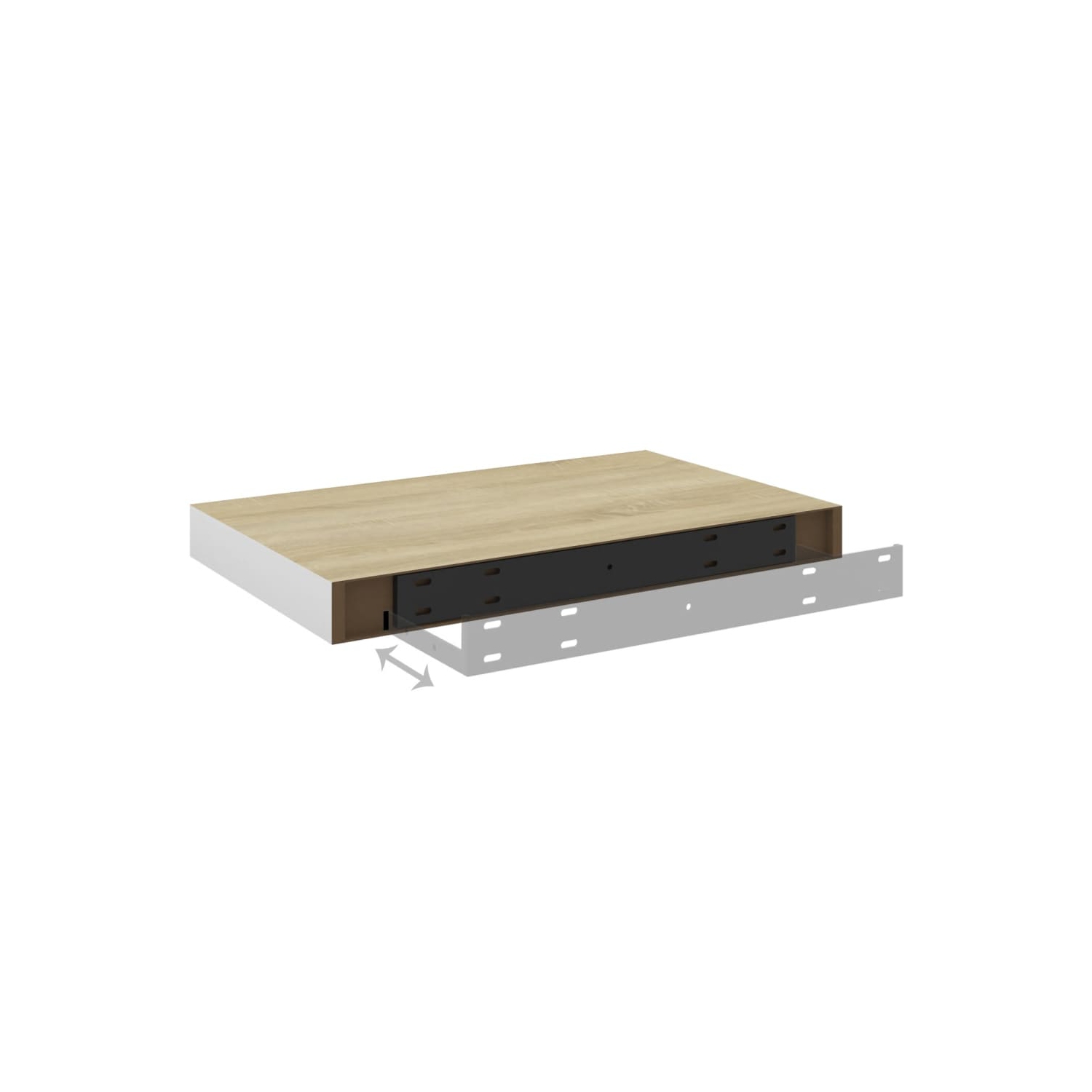 vidaXL Floating Wall Shelf Oak and White 15.7"x9.1"x1.5" MDF
