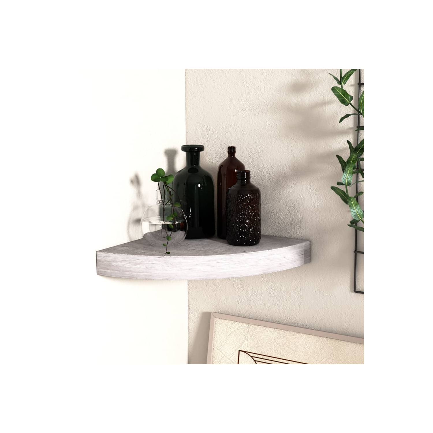 VidaXL – tablette murale en coin, gris béton, 13.7 x 13,8 x 1,4 po, MDF