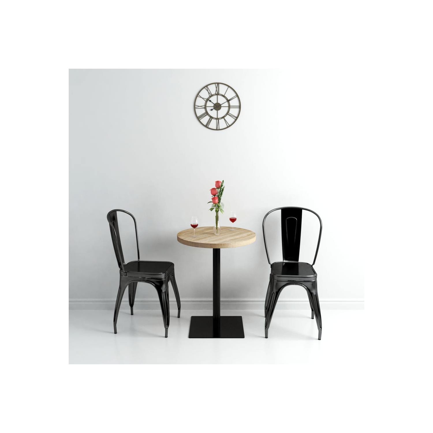 vidaXL Bistro Table MDF and Steel Round 23.6"x29.5" Oak Color