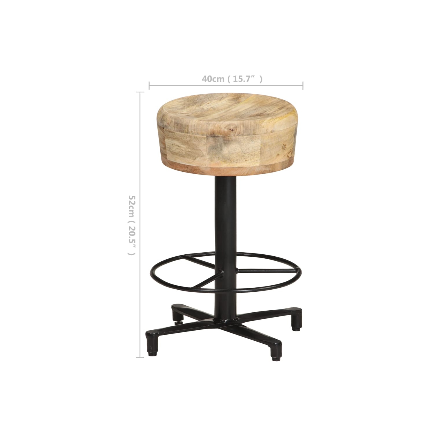 vidaXL Bar Stools 2 pcs 20.5" Solid Mango Wood