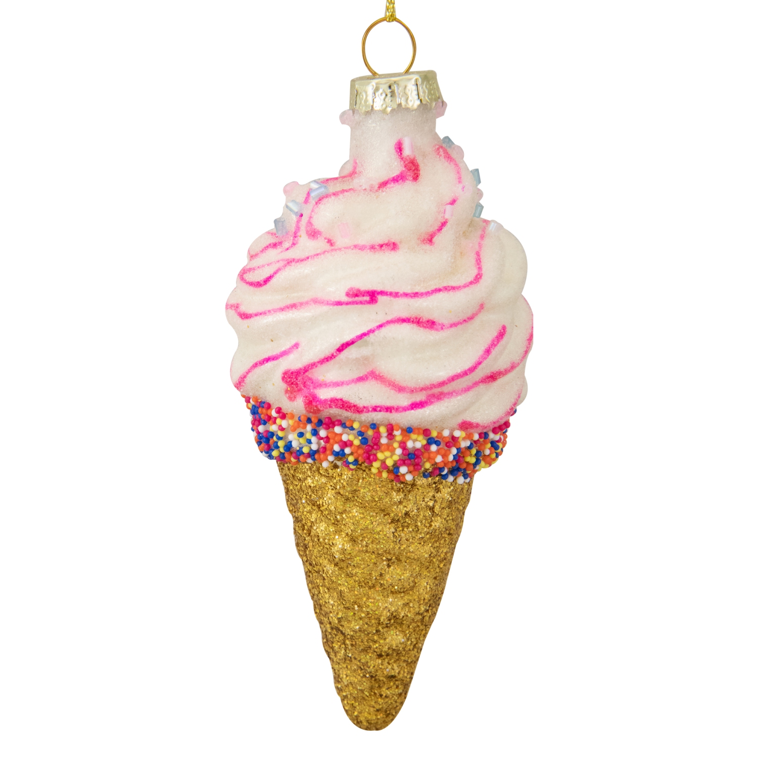 4" Vanilla Ice Cream Cone Glass Christmas Ornament