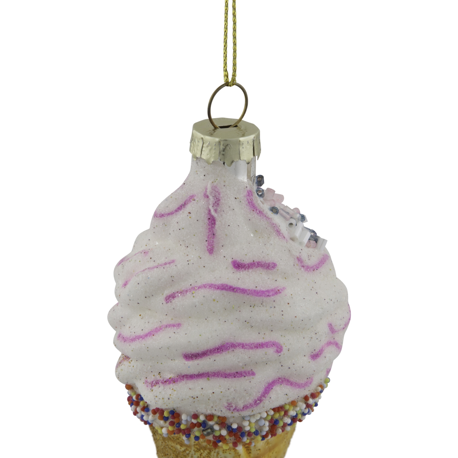 4" Vanilla Ice Cream Cone Glass Christmas Ornament