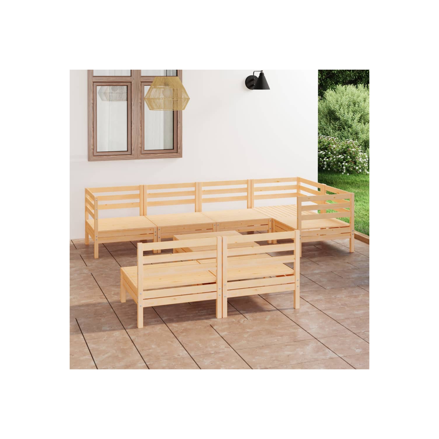 vidaXL 8 Piece Patio Lounge Set Solid Pinewood