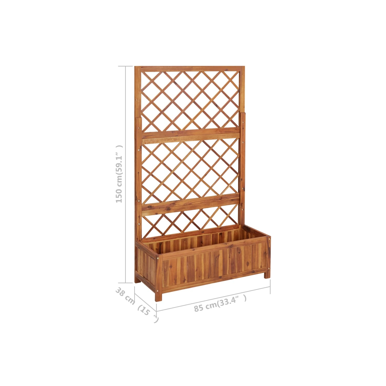 vidaXL Raised Bed with Trellis 33.5"x15"x59.1" Solid Acacia Wood
