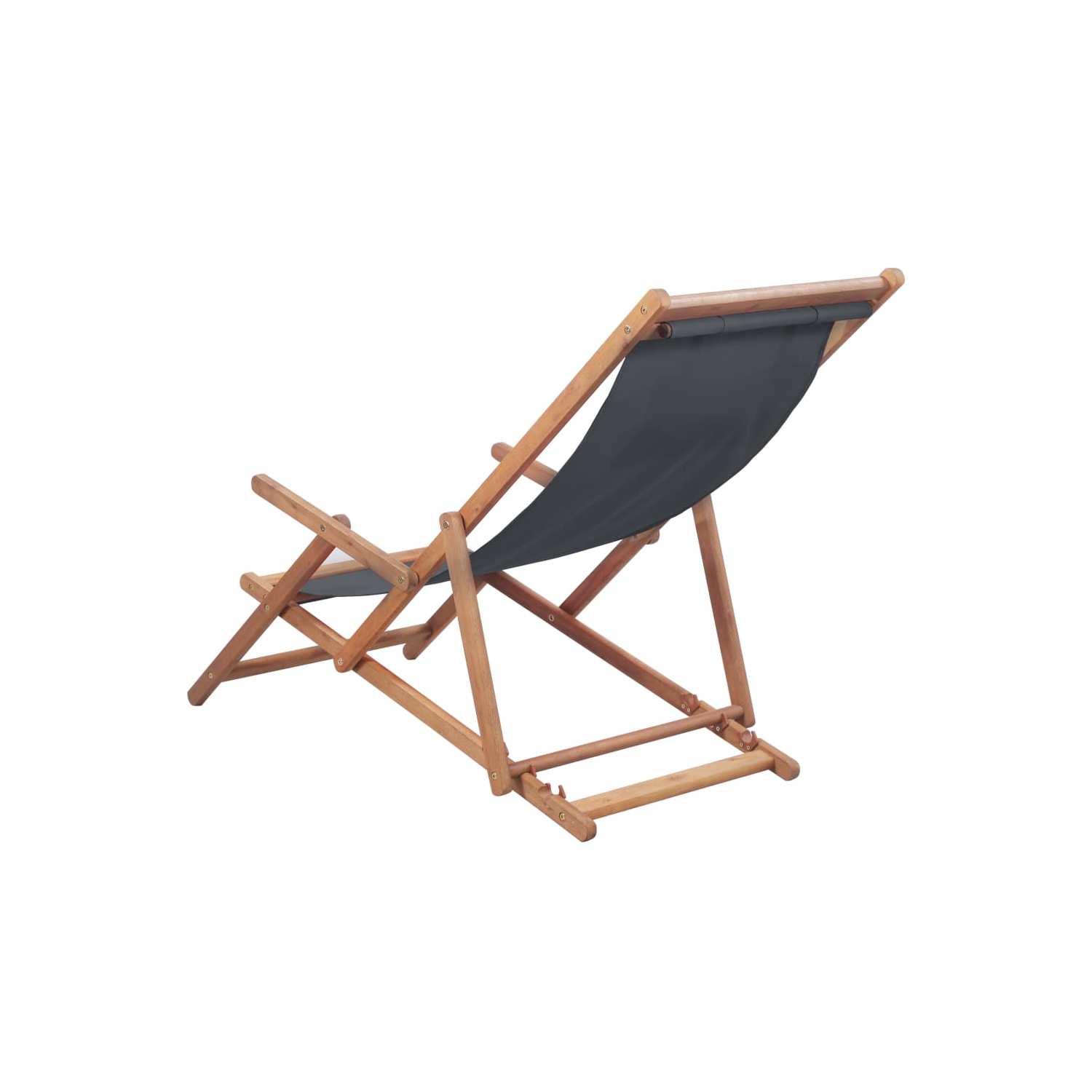 vidaXL Folding Beach Chair Fabric and Wooden Frame Gray