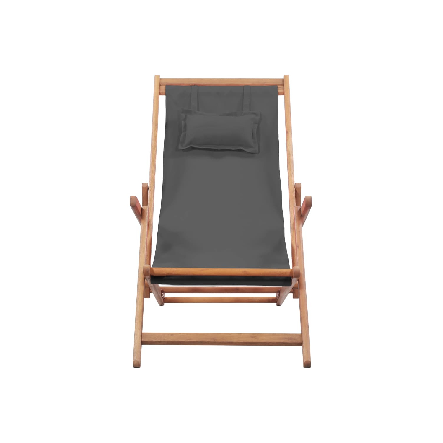 vidaXL Folding Beach Chair Fabric and Wooden Frame Gray