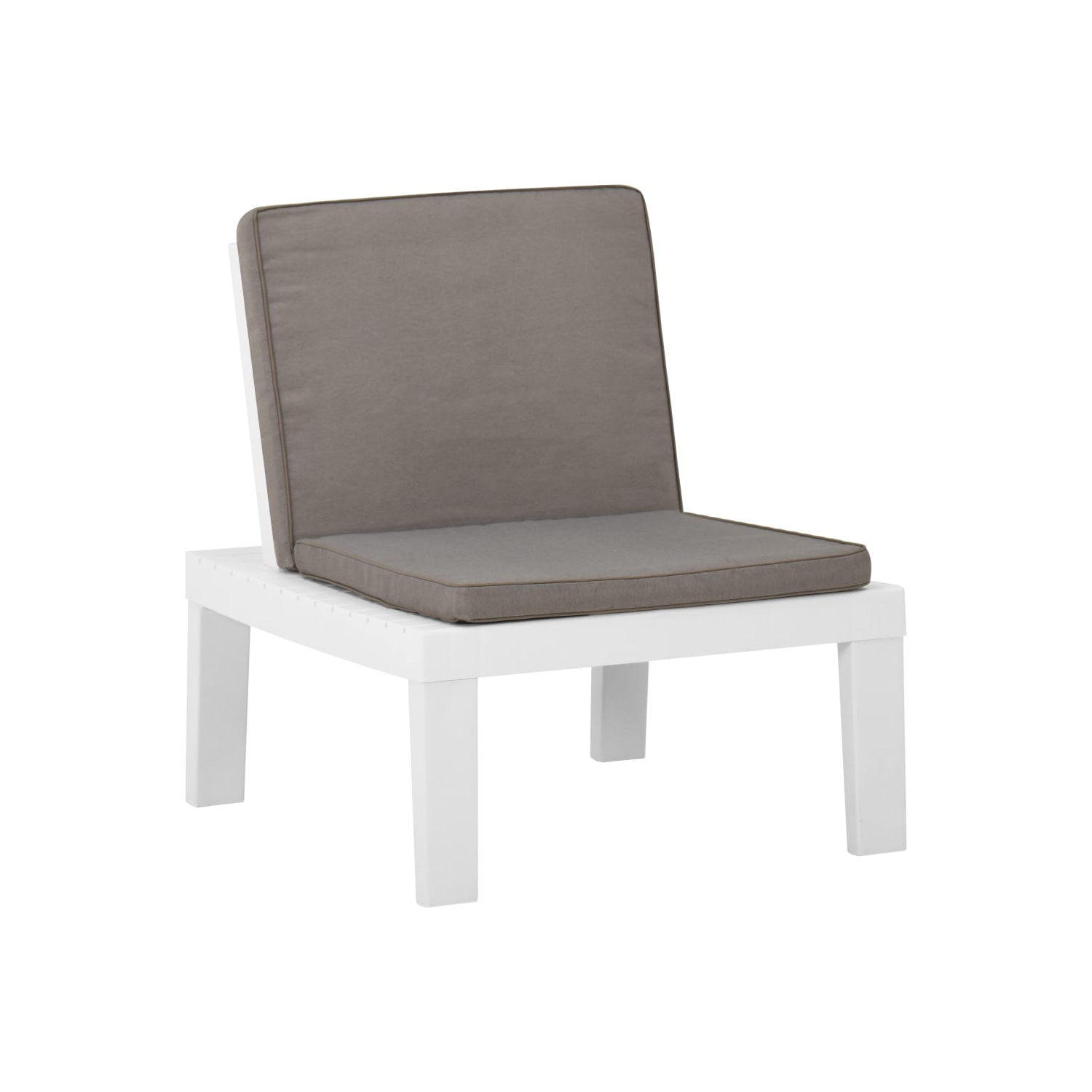 vidaXL Patio Lounge Chairs with Cushions 2 pcs Plastic White