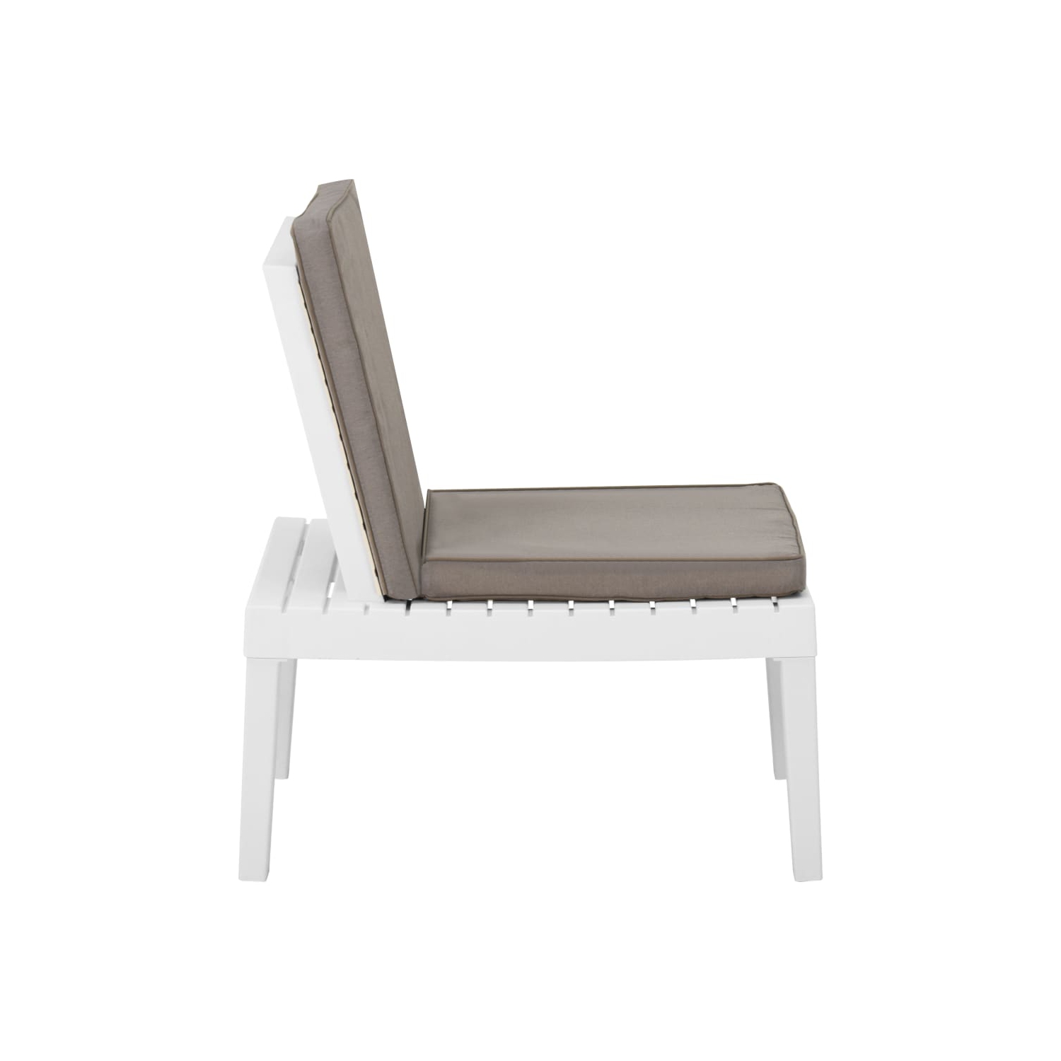 vidaXL Patio Lounge Chairs with Cushions 2 pcs Plastic White