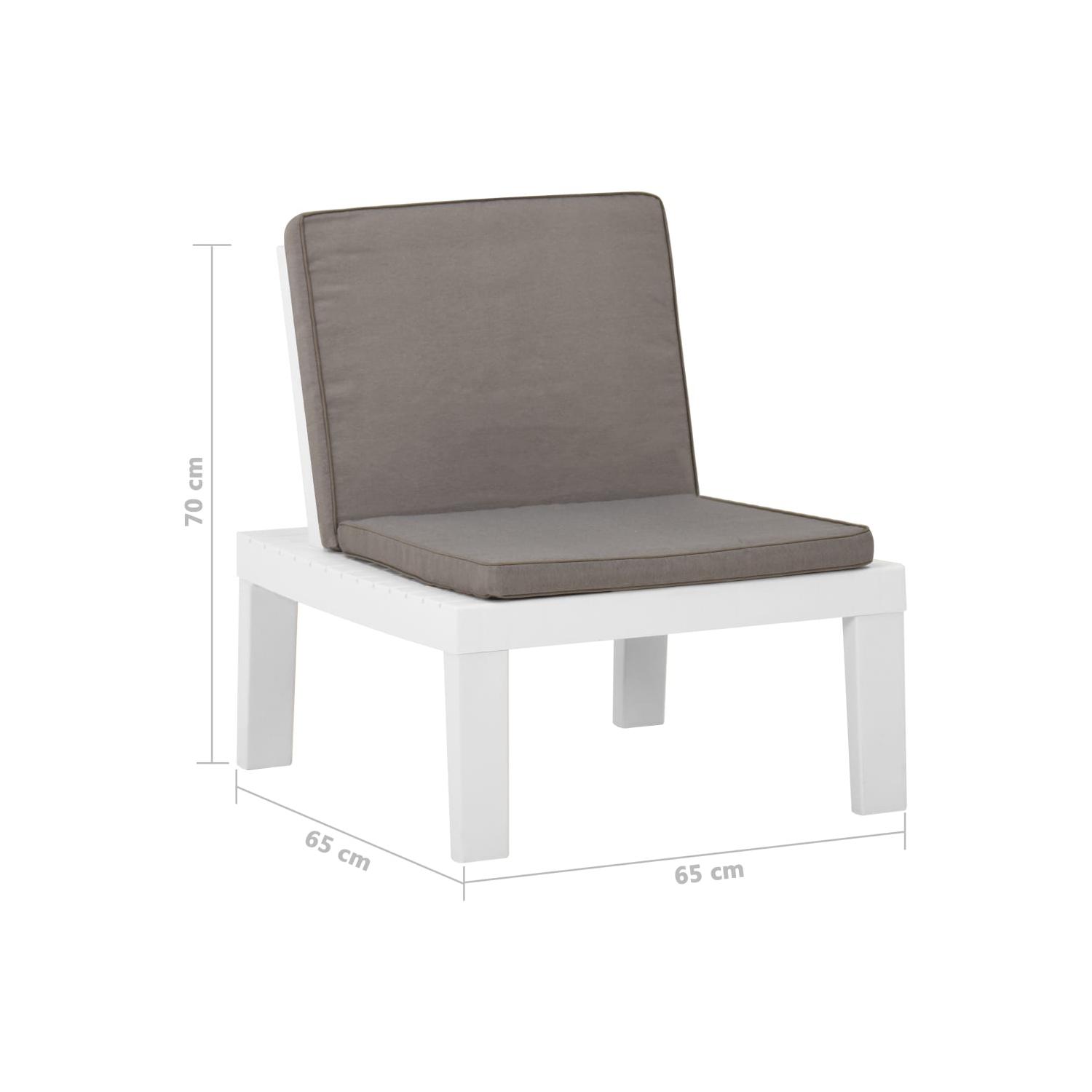 vidaXL Patio Lounge Chairs with Cushions 2 pcs Plastic White