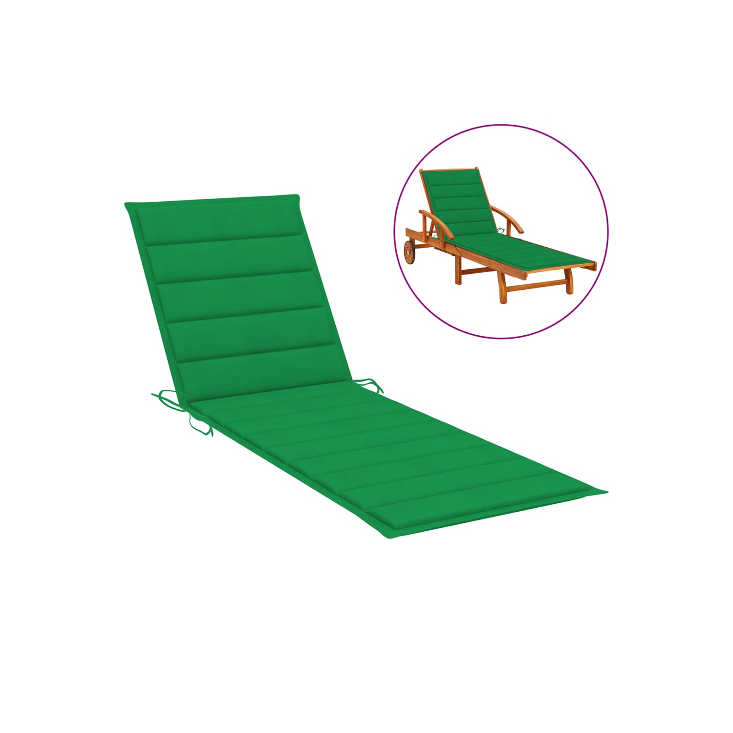 Coussin de chaise longue VidaXL, vert, 78.7 x 27,6 x 1,2 po